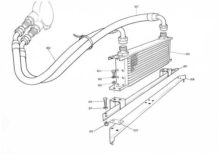 Lotus Excel oil cooler and hoses