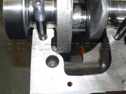 Rear of 120E cylinder block checking 77.62mm stroke crankshaft clearance