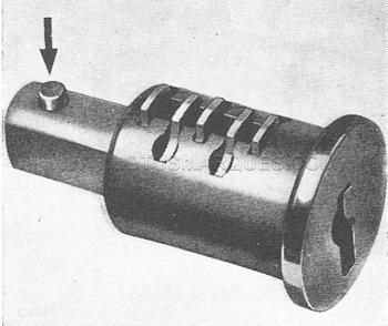 Lotus Elan lock barrel showing spring loaded plunger